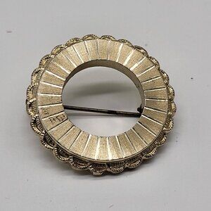 VTG W. Germany Brooch Gold Tone Open Ring Circle Pin Brooch